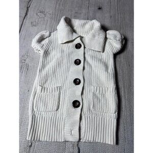 BabyGap Sweater Vest Cream White Knit Button Front Collar Pockets Kids 4T